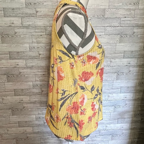 W5 Women’s Floral Halter Top Yellow/Orange Ribbed / Size-Small - Picture 5 of 10